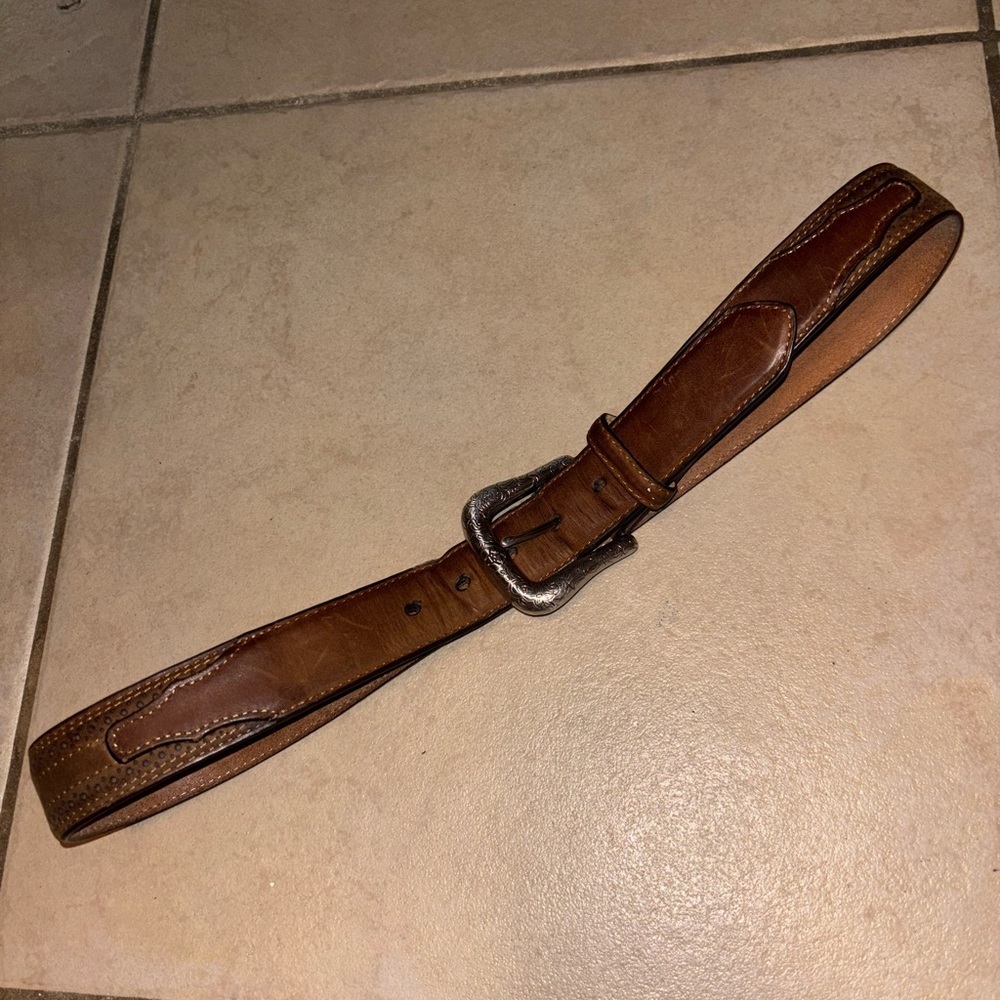 Ariat Brown Burnished Leather Belt 38